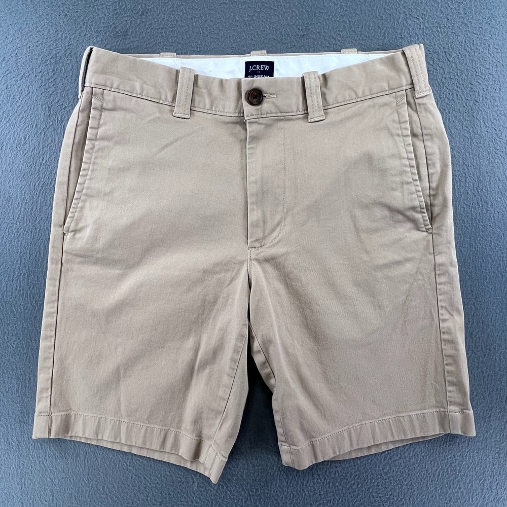 J.Crew Men Chino Shorts‎ Cotton Stretch 28 Khaki 9 Inch Inseam H5020 Preppy